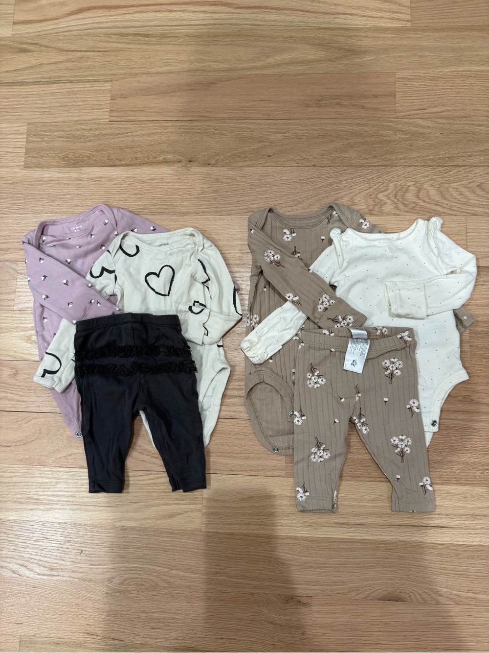 Three Carter's Baby Girl Outfit Sets 0-3mo